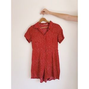 Red polka dot romper